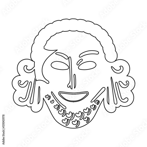 Greek antique mask icon in outline style isolated on white background ...