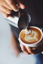Coffee Latte Art In Coffee Shop