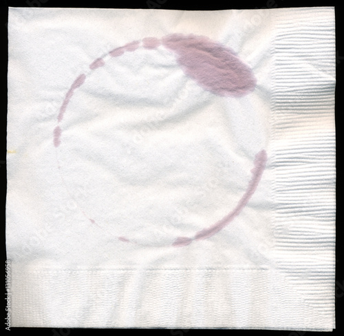 Fotografie, Obraz Drink cocktail napkin with a wine stain from a glass of red wine