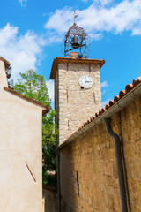 historic clock tower in Seillans, France