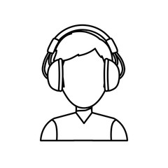 Canvas Print - Young person with headphones icon vector illustration graphic