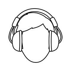 Canvas Print - Young person with headphones icon vector illustration graphic