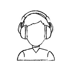 Wall Mural - Young person with headphones icon vector illustration graphic