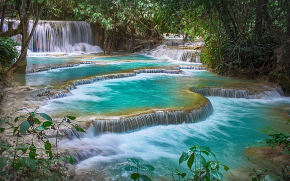 Fototapete - Kuang Si Falls, Luang Prabang Province, Laos