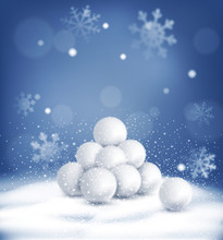Vector Christmas Background With A Bunch Of Snowballs Lying In T