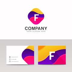 Fun abstract colorful shape F letter logo icon sign vector desig