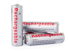 Rechargeable AA Batteries Isolated On White Background.