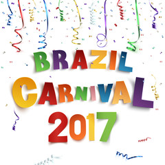 Poster - Brazil carnival 2017 background with confetti and ribbons.