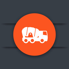 Sticker - concrete mixer truck icon, round sign