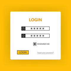 Leinwandbilder - User login form - username password and login. Vector user interface light theme