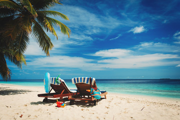 Wall Mural - Two chairs on the tropical beach