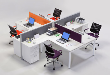 Wall Mural - Office furniture on a white background 