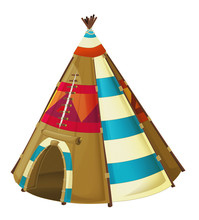 Cartoon Traditional Tent - Tee Pee - Isolated - Illustration For Children