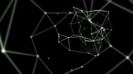 Canvas Print - Beautiful Flight Through the Digital Tunnel. Lines and Points. Abstract Space Background with Tunnel Grid. Looped 3d animation. HD 1080.