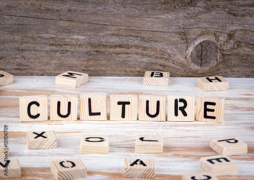 Fotografía Culture from wooden letters on wooden background