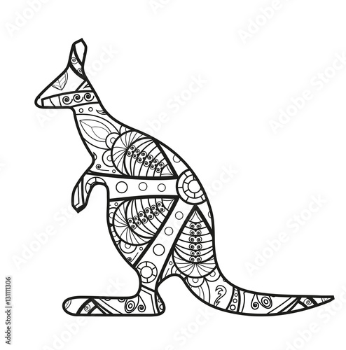 Download Vector illustration of a black and white kangaroo mandala ...