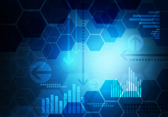 Poster - Digital conceptual hexagonal striped business technology backgro