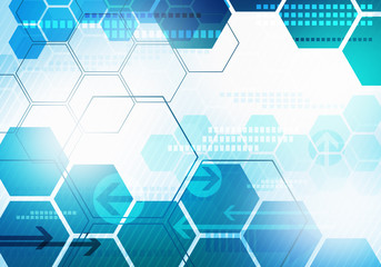 Aufkleber - Digital conceptual hexagonal striped business technology backgro
