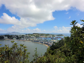 Hong Kong Lamma island aerial view of marina harbor