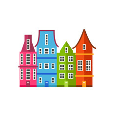 Wall Mural - Colorful Amsterdam houses vector icon