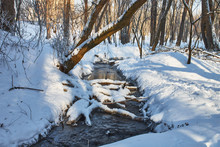 Winter. Landscape With Snow And Creek