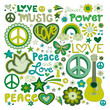 Vector illustrations on a peace and love background
