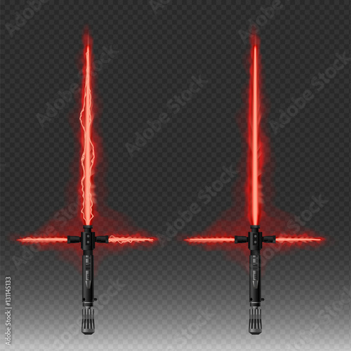 Fantastic weapons vector illustration in red and blue colors isolated Poster Mural XXL
