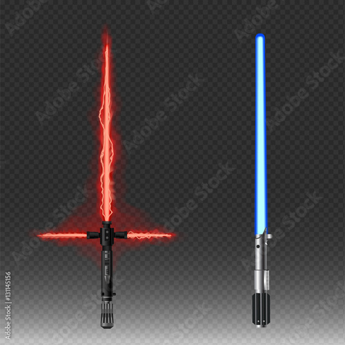 Photographie Fantastic weapons vector illustration in red and blue colors isolated