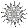 Vector illustration of a black and white mandala sun for coloring book, sole mandala in bianco e nero da colorare vettoriale