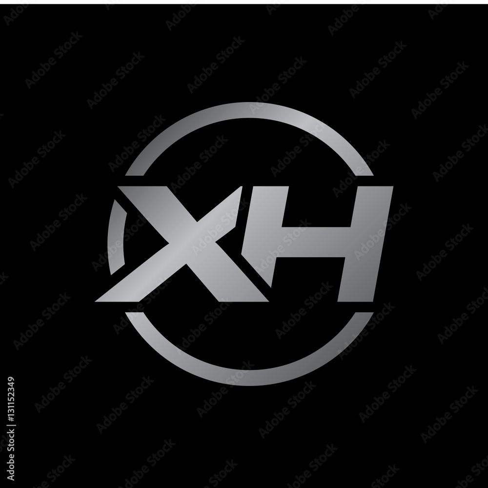 initial letter logo with circle silver color XH Stock Vector | Adobe Stock