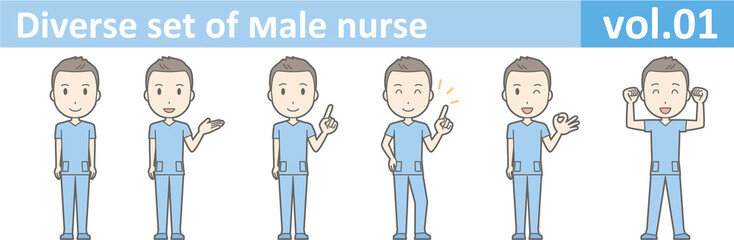 Wall Mural - Diverse set of male nurse , EPS10 vector format vol.01