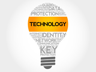 Poster - TECHNOLOGY bulb word cloud collage, business concept background