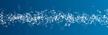 Blue Musical Banner With Notes.