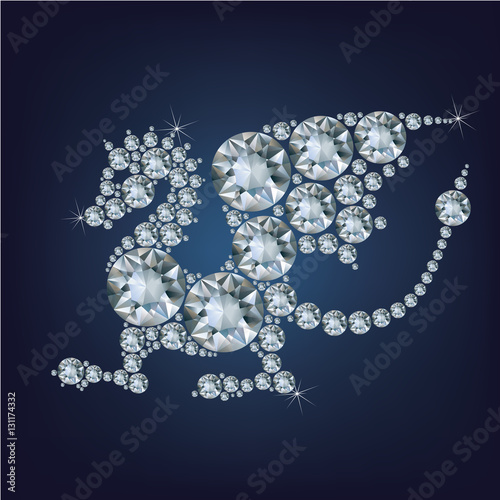 Fotografia Happy new year 2024 creative greeting card with Dragon made up a lot of diamonds
