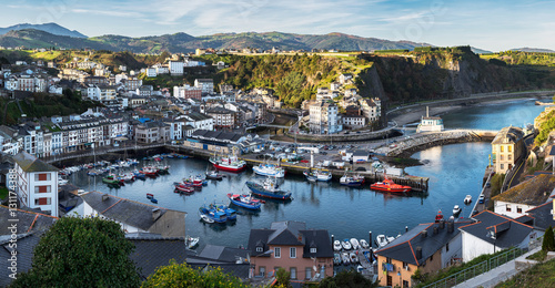 Fotografia  Beautiful view of coastal Asturias sea traditional fisher village Luarca in Spain, Europe