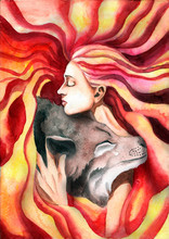 The Girl Hugging The Wolf