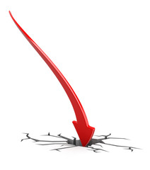 Poster - 3d arrow downwards. Image with clipping path