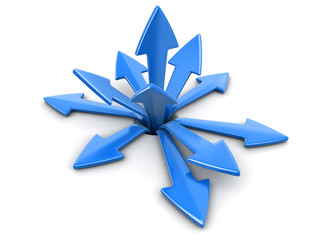 Poster - 3d image of arrows in different directions. Image with clipping path