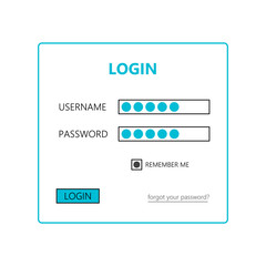 Leinwandbilder - User login form - username password and login. Vector user interface light theme