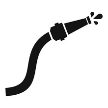 Fire Hose With Water Drops Icon. Simple Illustration Of Fire Hose With Water Drops Vector Icon For Web