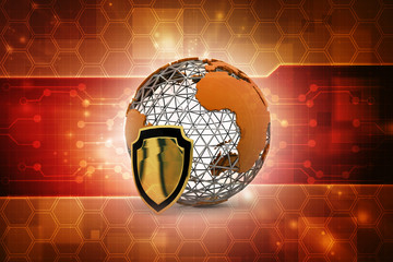Poster - 3d rendering Protect the World

