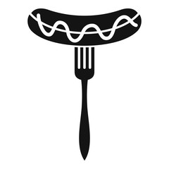 Canvas Print - Sausage on fork icon. Simple illustration of sausage on fork vector icon for web