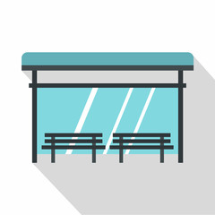 Poster - Bus stop icon. Flat illustration of bus stop vector icon for web