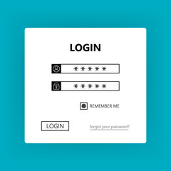 Leinwandbilder - User login form - username password and login. Vector user interface light theme