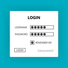 Leinwandbilder - User login form - username password and login. Vector user interface light theme