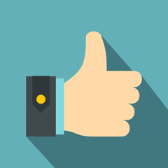 Poster - Thumbs up icon. Flat illustration of thumbs up vector icon for web