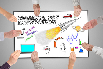 Technology innovation concept on a whiteboard