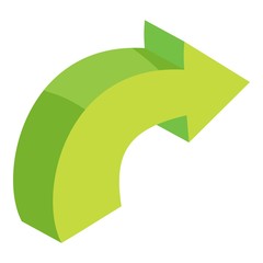 Poster - Green curved right arrow icon. Cartoon illustration of green curved right arrow vector icon for web