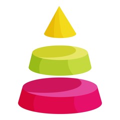 Poster - Pyramid divided into three colorful segment layers icon. Cartoon illustration of pyramid divided into three colorful segment layers vector icon for web