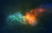 Space Background. Colorful Nebula Shaped On Eagle Bird. Elements Furnished By NASA. 3D Rendering